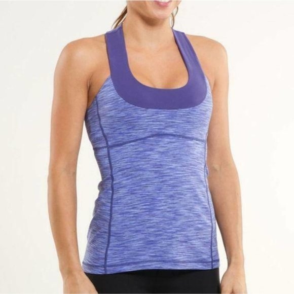 Lululemon Scoop Neck Yoga Athletic Tank Top in Royalty Space Dye Women's 6 - Picture 5 of 6